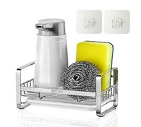 JiangWaveT Sponge Holder,SUS304 Stainless Steel Rust Proof Soap Holder for Kitchen Sink,Kitchen Sink Organizer, Sink Caddy, Sink Tray Drainer Rack with Removable Tray