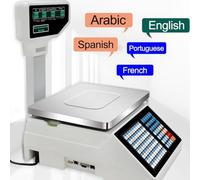 JIANGYUXINLI Digital Price Label Printing Scale Electronic Price Computing Scale with Thermal Label Printer, 30kg Capacity, Pole Display for Retail and Food Shops