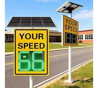 JIANGYUXINLI Radar Speed Display Sign 20x27/24x35” - Solar Powered, Your Speed LED Feedback, 656ft Detection, Weatherproof Aluminum, for School Zones & Highways