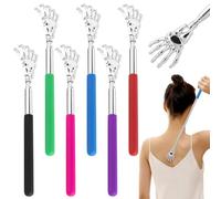 JIANGZHIB Pack of 6 Extendable Stainless Steel Back Scratchers, Telescopic, Funny Back Scratcher, 6 Colours Handles, Scratching Hand Back Scratcher for Back and Head, Scratching, Itching Relief