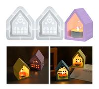JIANGZHIB Silicone Moulds Casting Moulds House, 3D Silicone Mould House, Pack of 2 Silicone Moulds Christmas, DIY Casting Moulds Silicone Christmas House Plaster for Christmas Decoration of the House