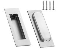 JIANHY Recessed Door Handles - 2Pcs Sliding Door Handles with Screws, Flush Pull Handle Internal for Bathroom Door/Drawer/Cupboard/Furniture/Cabinet/Wardrobe