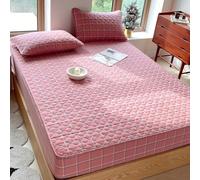 JIANINGHOME Cotton Rich Deep Fitted Bed 150x200,Sheets,Quilted Thick Fitted Bed Sheet with Elastic Band Velvet Mattress Cover Luxury Bedding Queen King