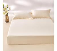 JIANINGHOME Fitted Bed Sheets 180x200 Extra Deep Pocket Durable Elastic Fitted Bed Sheets Double Soft Brushed Cotton Jersey Fabric