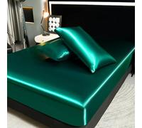 JIANINGHOME Fitted Sheet 150x200 Deep Pocket King Bed Sheet,Soft Satin Fitted Bed Sheet