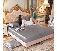 JIANINGHOME Satin Fitted sheet 140x200,Satin Silk Fitted Sheet High-End Solid Mattress Cover Elastic Band Bed Sheet Bedsheet Summer bedding pure color ice silk imitation silk bedclothes
