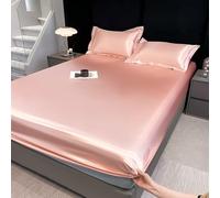 JIANINGHOME Satin Fitted Sheet 150x200 Satin Fitted sheet, Imitated Silk Fabric Bed Cover Bedding