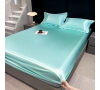 JIANINGHOME Satin Fitted Sheet 198x203 Satin Fitted sheet, Imitated Silk Fabric Bed Cover Bedding