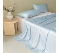 JIANINGHOME Satin Silk Bedding 160x230cm,Satin Sheet Set Luxury and Silky with Natural Sheen, Breathable, Anti Wrinkle