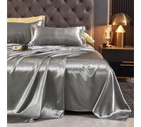 JIANINGHOME Satin Silk Bedding 170x230cm,Satin Sheet Set Luxury and Silky with Natural Sheen, Breathable, Anti Wrinkle