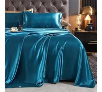 JIANINGHOME Satin Silk Bedding 230x250cm,Flat Sheets Breathable, Anti Wrinkle, Shrink and Fade Resistant