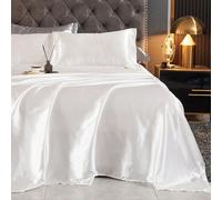 JIANINGHOME Satin Silk Bedding 230x250cm,Satin Sheet Set Luxury and Silky with Natural Sheen, Breathable, Anti Wrinkle