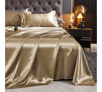 JIANINGHOME Satin Silk Bedding 230x250cm,Satin Sheet Set Luxury and Silky with Natural Sheen, Breathable, Anti Wrinkle
