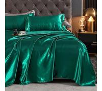 JIANINGHOME Satin Silk Bedding 230x250cm,Satin Sheet Set Luxury and Silky with Natural Sheen, Breathable, Anti Wrinkle