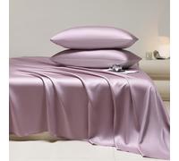 JIANINGHOME Satin Silk Bedding 245x245cm Satin Sheet Luxury and Silky with Natural Sheen with Pillowcases 50x75cm/2pcs