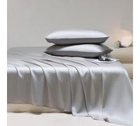 JIANINGHOME Satin Silk Bedding 245x245cm Satin Sheet Luxury and Silky with Natural Sheen with Pillowcases 50x75cm/2pcs