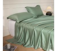 JIANINGHOME Satin Silk Bedding 245x250cm,Flat Sheets Breathable, Anti Wrinkle, Shrink and Fade Resistant