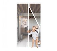 JIANJIAO Magnetic Screen Door, Heavy Duty, Self Sealing, Mesh Curtain, French Doors, White, 70x200cm, Includes Magic Storage Belt