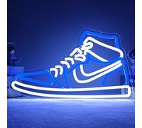JianJung Sneaker Neon Sign Sports Shoe Neon Signs for Wall Dimmable LED Boys Neon Lights for Bedroom Man Cave Home Party Pub Neon Bar Sign Shoes Light up Signs Wall Decor (Blue,White)