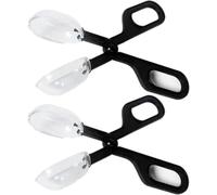 JIANSHUILIAN 2Pcs Black Reptiles Feeding Scooper Poop Cleaning Clamp Spoon-Shaped Tips Feeder Tweezers Aquarium Tank and Terrarium Cleaning Tool,for Snakes Lizard Tarantulas Reptile Supplies Reptiles