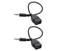 JIANSHUILIAN 2Pcs Black USB to AUX Adapter Cable,3.5mm Male AUX Plug to USB 2.0 Female Converter Adapter Cable Cord for Car Aux Port 20cm/8-inch Length Black OTG Adapter Accessories