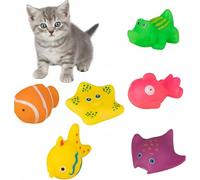 JIANSHUILIAN 6Pcs Colorful Pool Cat Interactive Toy, Cat Floating Water Toy, Pet Kitten Swimming Bathing Fish Toy, Sensory Toys for Indoor Cats to Self Play