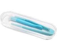 JIANSHUILIAN Contact Lens Cases, Contact Lens Applicator and Remover Tool with Soft Tip Tweezers,Portable Contact Lens Tweezers Suction Stick Contact Lens Inserter Removal Tool Sof tTip,Compact(blue