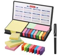 JIANTA 2200 Pcs Sticky Notes with Pen Set, Colourful Removable Adhesive Memo Pads with PU Packing Box, Student Essentials Index Flags Pads for Home, Office, School