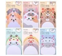 JIANTA 6 Pack Cute Sticky Notes, New Cartoon Animal Pattern Sticky Notes Markers Flags, Self-Stick Memo Pads for School Home Office, 270 Sheets
