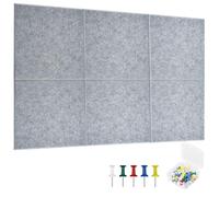 JIANTA 60x90cm Large Cork Board Alternative, 6 Pack 30x30cm Felt Wall Tiles with Colored Pushpins, Self Adhesive Bulletin Board for Photos Memos Office Home Decoration
