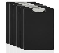 JIANTA A4 Clipboards, 6 Pack Writing Clip Boards with Heavy Duty Clips, Plastic Clipboard for Office & School Use, Black
