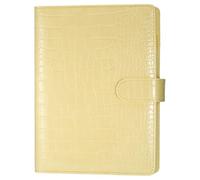 JIANTA A5 Faux Crocodile Leather Ring Binder, Refillable 6 Ring Binder Cover for A5 Filler Paper, Budget Binder Notebook Binder Pockets for Travel, Work (Yellow, Inner Paper Not Included)