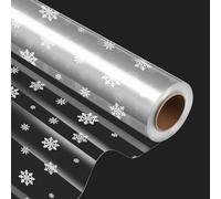 JIANTA Christmas Cellophane Roll, 40cm x 30m Transparent Gift Wrapping Roll with Snowflakes for Xmas Gift Flower Basket Craft Party Supplies
