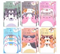 JIANTA Cute Sticky Notes, 12 Pack 540 Sheets Kawaii Cartoon Animal Sticky Notes, Mini Cartoon Notes Animals Shape Markers Flags Self-Stick Memo Pads for School Home Office
