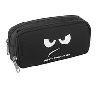 JIANTA Large Pencil Case, Foldable Pen Pouch with Zipper, Black Stationery Pen Case Bag, Cosmetic Bag, Storage Organiser, Don't Touch Me Pattern
