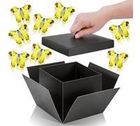 JIANTA Magic Flying Butterfly, Surprise Box with 8 Pcs Butterflies, Explosion Gift Box, Magic Fairy Flying Toy, Creative DIY Exploding Surprise Gift for Valentines Day, Mothers Day, Birthday (Black)