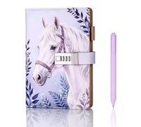 JIANTA Purple Horse Journal with Lock, A5 PU Leather Diary Notebook