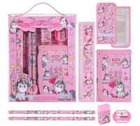 JIANTA Unicorn Stationery Set, School Stationery Set Include 2 Pencils, Coin Purse, Ruler, Eraser and Pencil Sharpener, Unicorn Birthday Gifts for Girls and Boys