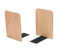 JIANTA Wood Book Ends, 2 Pack Beech Wood Bookends for Shelves, Non-Slip L-Shaped Heavy Duty Bookends, Book Stopper, Bookshelf Holder Stand for Home, Office, Library, School