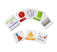 Jianwen Magnetic 3D Shapes Learning Flash Cards with Matching Pictures & Rhyming Poems, Geometry Learning Aids for Classroom & Home