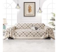 jianyana Sofa Covers Soft Durable Reversible Chenille Sofa Slipcover Couch Covers Modern Plaid Universal Furniture Protector for 1 2 3 4 Seater Sofa Loveseat L-shape Corner Futon Sofas