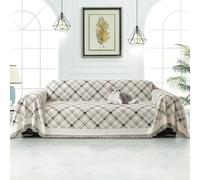 jianyana Sofa Covers Soft Durable Reversible Chenille Sofa Slipcover Couch Covers Modern Plaid Universal Furniture Protector for 1 2 3 4 Seater Sofa Loveseat L-shape Corner Futon Sofas