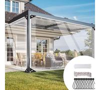 Jianyana Transparent Tarpaulin, 420 g/m² Pvc Clear Tarpaulin Waterproof Heavy Duty Clear Pvc Tarp With Eyelets Gazebo Side Panels Tear With Cable Ties, Elastic Ropes, Ties(4×5m)