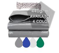 Jianyana Waterproof Tarpaulin, 440G/M² Pvc Heavy Duty Tarpaulin UV-Anti Tarp Multi-Purpose Cover Reinforced Eyelets For Outdoor, Gray (3 x 5m)