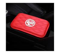 JIANYEDAJUN Car Armrest Cushion for MG ZS 2017-2024, PU Leather Centre Console Protection Cover Scratch-Resistant Armrest Lid Decorative Accessories,B/Red