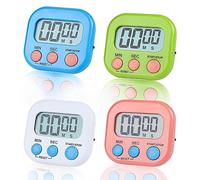 JIANYH 4PCS Digital Timer, Timer Clock Kitchen Timers for Cooking Minute Seconds Count Up Countdown for Kids Kitchen Cooking Classroom Gym Study Teeth Cleaning Kids Children (Blue-Green-Pink-White).