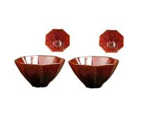 Jianzhan Tea Cup, Ceramic Tenmoku Small Octagon Bowl Handmade Teaware Chinese Kung Fu Master's Cup for Mother, Father, Friends(Orange)