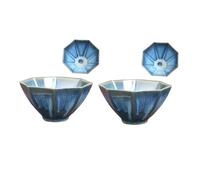 Jianzhan Tea Cup, Ceramic Tenmoku Small Octagon Bowl Handmade Teaware Chinese Kung Fu Master's Cup for Mother, Father, Friends(Orange)