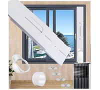JIANZHENKEJI Mobile Air Conditioner Sliding Window Seal Sash Kit for Portable Unit,Air Con Exhaust Hose with 5.9 Inches Diameter,Adjustable Max Length to 60 Inch, White (M-AC-WS4-01)