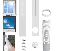 JIANZHENKEJI Mobile Air Conditioner Windows Vent Kit with 5.9'' Exhaust Hose & Coulper,Universal Adjustable Sliding Window Seal Plate for Portable A/C Unit Suitable 5.9''/15cm AC Dryer, White